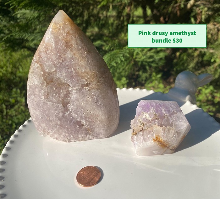 Crystal, pink druzy amethyst point , pink druzy amethyst teardrop , crystal with sparkling druzy , pink crystal, beautiful crystal.