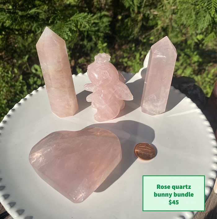 Crystal, rose quartz , rose quartz bunny , rose quartz heart , rose quartz tower , rose quartz bundle , rose quartz carving , beautiful crystal carving , stunning pink crystal for sale ,